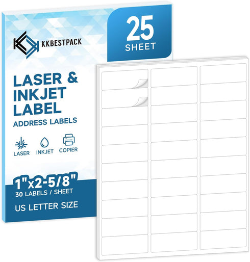 Address Labels for Printer 750 Labels - 1" x 2-5/8", Mailing, Storage