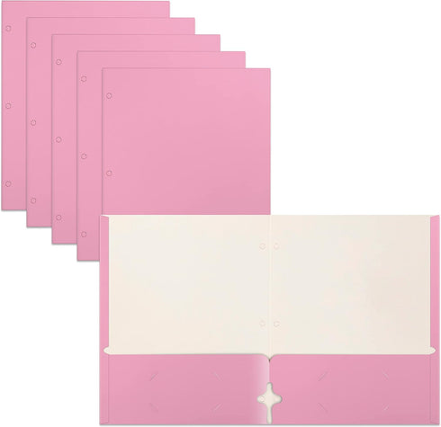 Better Office Products 50-Pack Two Pocket Portfolio Folders, Pink, Letter Size Paper Folders, 50 Pieces