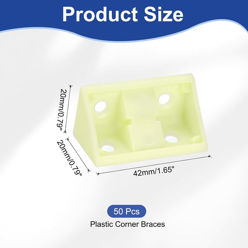 50pcs 42 20 20mm 90 HARFINGTON Plastic Corner Braces x x L-Shape Degree Right Angle Brackets Corner Braces with Cover