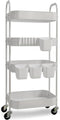 Ytmshisan 4-Tier Metal Rolling Cart with Wheels, Storage Utility Organizer Cart for Kitchen,