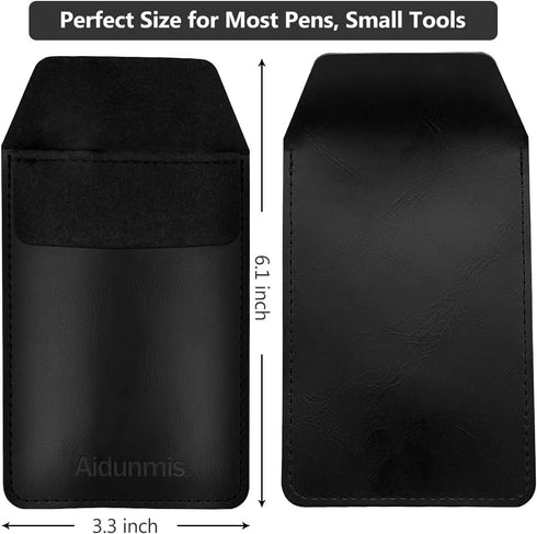 Pen Pocket Protector, 2 Pieces PU Leather Pocket Pen Holder Organizer for Shirts, Lab Coats, Multi-Purpose (Black)