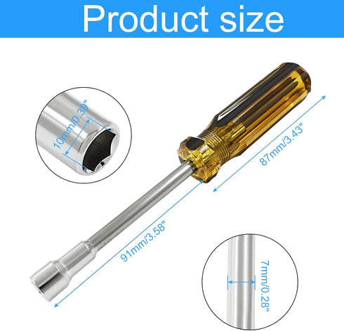 10mm Socket Wrench Screwdriver, Hex Socket Wrench High-Carbon Steel Hexagon Nut Driver Non-Magnetic Tip Hex Nut Screwdriver Hand Tool for Repairs(Plastic Handle) by Biaungdo