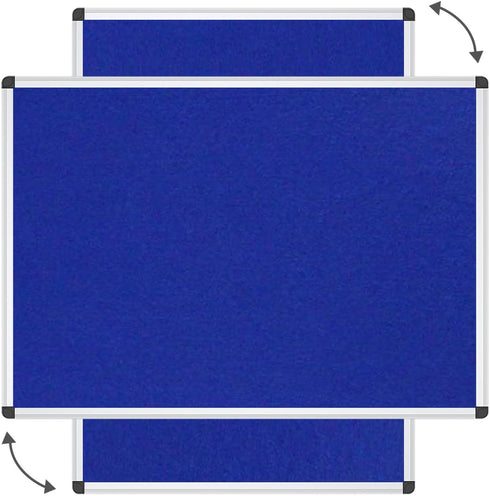 VIZ-PRO Felt Notice Board Blue, 36 X 24 Inches with Silver Aluminium Frame