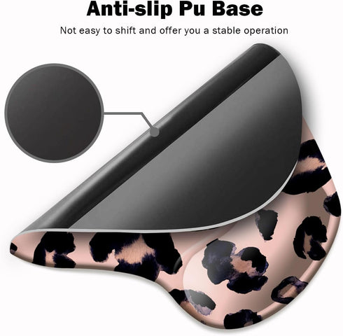 Ergonomic Mouse Pad with Wrist Support and Coaster, Non-Slip PU Base for Home Office, Easy Typing & Pain Relief