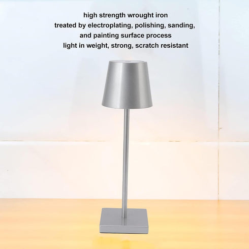 Dimmable TOPINCN, High Brightness LED Touch Modern Simple, Rechargeable Cordless for Restaurant Bar (Silver)