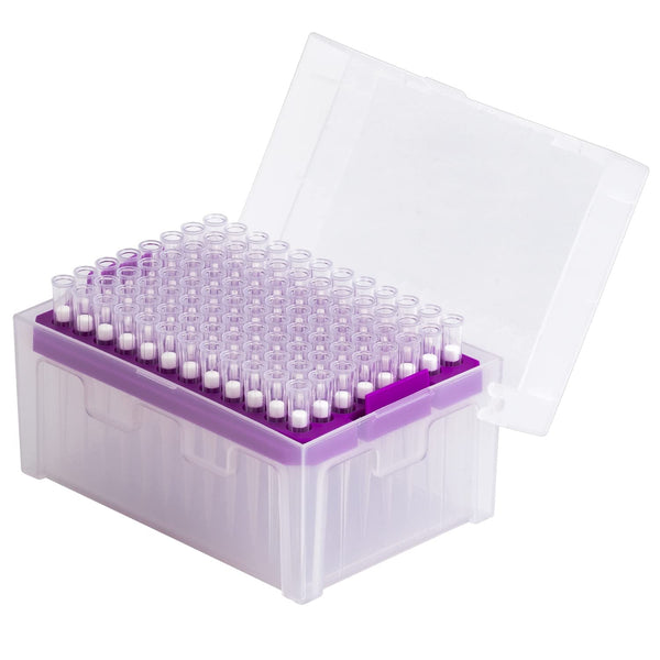 200UL Pipette Tips with Filter, Universal Sterilized Transparent Color, 96 pcs/Box (T200-RSF-96)