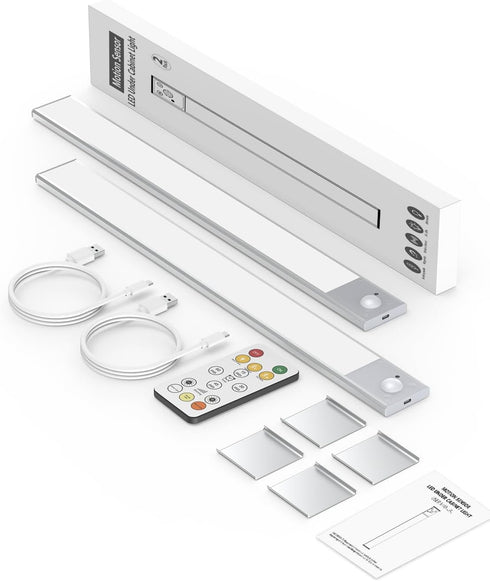 16" Counter 3-Color-Temps Closet (2 Pack, Ultra-Thin Under Cabinet Lighting Wireless, Aluminum Alloy Under Lights