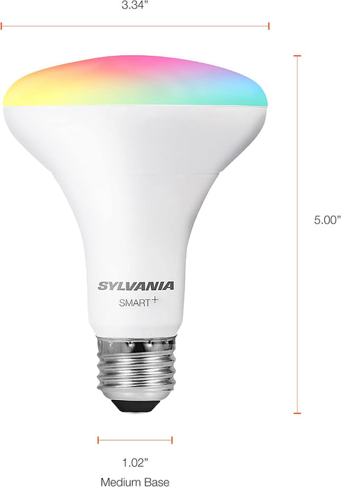Bulb, 65W BR30, Dimmable, 4 Pack (75688) Sylvania WiFi LED Smart Light Equivalent Full Color and Tunable White Works