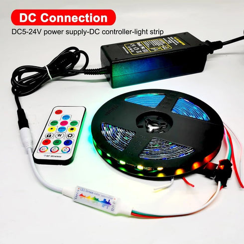 Vrabocry WS2812B WS2811 5050 17Keys 370Modes DC5-24V RGB Led Strip Light Music Controller Mini RF Remote Control Change