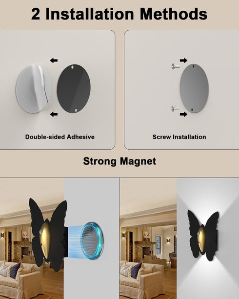 1 Pack 5000mAh 3 Closet Rechargeable Motion Sensor Wall Light: Battery Operated Wall Sconce Colors Wireless Motion