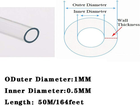 Winemaking,1mmx0.5mm length50m/164feet Silicone Tubing Rubber Tubing Water Air Hose Pipe White for Pump Transfer