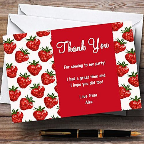 The Card Zoo Strawberry Vintage Tea Red Personalized Party Thank You Cards