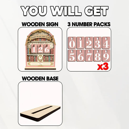 Nouysoc Counter Counter, Book Tracker, Books Read This Year Book Lover Gifts for Women, Reading Progress Display, Pink