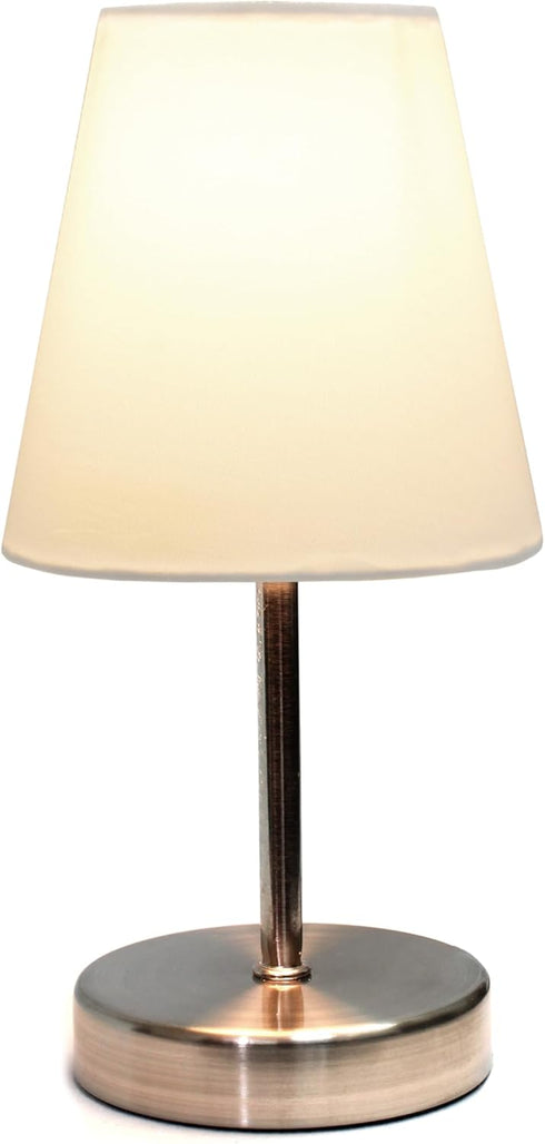 LT1198-WHT 10.5" Simple Designs Stylish Mini Pop of Color Table Lamp, for Living Room, Bedroom, Office, Sand Nickel