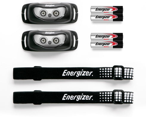 Energizer Universal Plus LED Headlamp, Lightweight Bright Headlamp for Outdoors, Camping, Emergency Light, 2 Pack