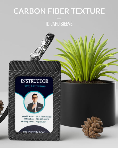 Carbon Fiber Work ID Card Holder with Lanyard is a Stylish and Durable Card Holder with Dual Card Capacity, Clear