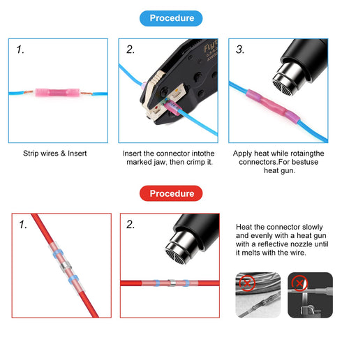 Heat Shrink Wire Connectors with Solder Seal, 250PCS Waterproof Electrical Butt Splice Wire Terminals for Automotive