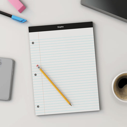 by STAPLES 8.5 11.75, 3Pack STAPLES Notepads, x Narrow Ruled, White