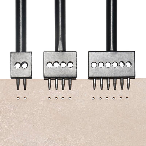 Leather Round Hole Punching Tool, 3pcs Prong Punch Tool Set with 2/4/6 Prong Options for DIY Leather Craft