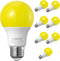 EDISHINE A19 Yellow Light Bulbs, 9W(60W Equivalent), 600LM 2400K Amber Glow, E26 Medium Base, Non-Dimmable, 8 Pack