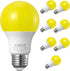 EDISHINE A19 Yellow Light Bulbs, 9W(60W Equivalent), 600LM 2400K Amber Glow, E26 Medium Base, Non-Dimmable, 8 Pack