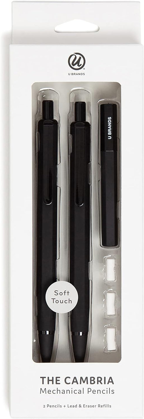 U Brands Midnight Cambria Mechanical Pencil, 0.7mm, Medium Point, Soft Touch Barrel, 2 Count