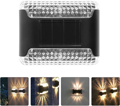 2pcs UKCOCO Solar Wall Sconce Lights Outdoor Waterproof Warm Light Solar Deck and Step for Patio Garden Fence Yard