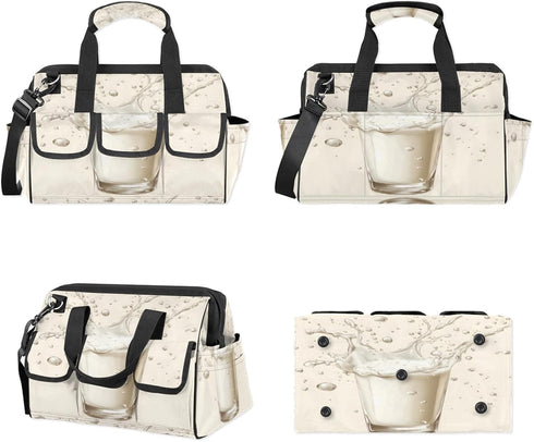 Adornori Milk Drinks Tool Bags for Men and Women Funny Heavy Duty Tool Tote Organizer Bag for Electrician Carpenter