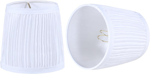 Aspen Creative 51512-2, Hardback Empire Transitional Clip-On Chandelier Lamp Shade, Mushroom Pleated White Faux