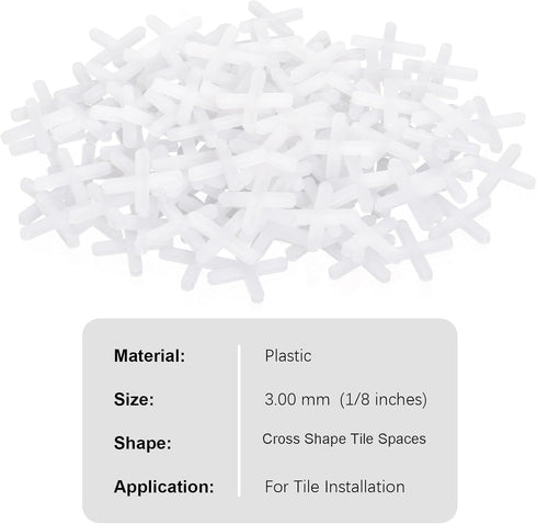 Cosmos 600 Pcs 1/8’’ 3mm Tile Spacers for Ceramic Wall Floor Tile Installation, Wall Plastic Tiling Tools (Cross Shape)