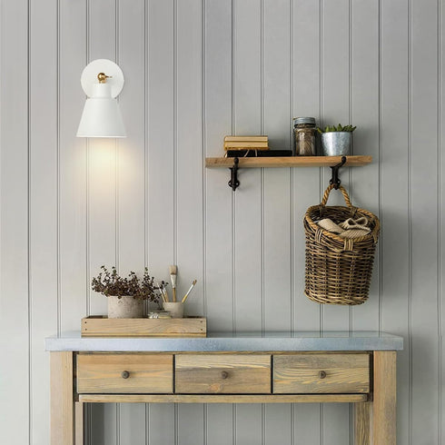 (1, ClanKin Wall Sconces Lighting for Bedroom, White Wood Style Wall Sconce Reading Lamp, Adjustable Wall Light