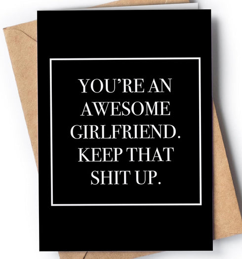 Funny Card for Girlfriend with Envelope, Unique Card for Anniversary, Birthday, Christmas, Valentine's Day