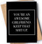 Funny Card for Girlfriend with Envelope, Unique Card for Anniversary, Birthday, Christmas, Valentine's Day