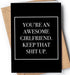 Funny Card for Girlfriend with Envelope, Unique Card for Anniversary, Birthday, Christmas, Valentine's Day