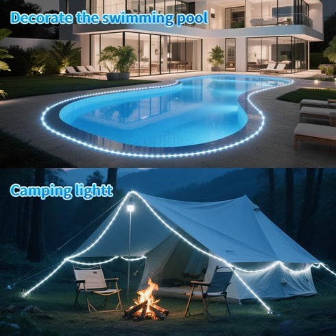 39FT 100LEDs,IP65 LairtPOW Solar Rope Lights Waterproof Outdoor String Light, Palm Tree Lights for Party Garden Yard