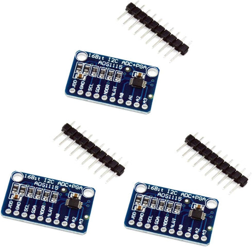 HiLetgo 3pcs ADS1115 16 Bit 4 Channel I2C IIC Analog-to-Digital ADC - High Precision Converter for Arduino Raspberry Pi
