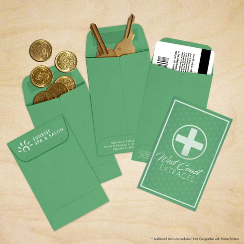 LUXPaper Coin Envelopes, 2 1/4" x 3 1/2", Holiday Green, 80lb Text, 50 Qty