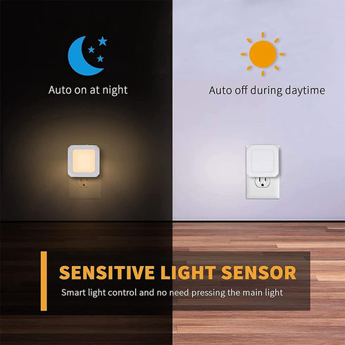 SZJIANDA Dimmable Kitchen,2 Pack Night Light with Auto Dusk Dawn Sensor, Night Lights Plug-into Wall with Brightness