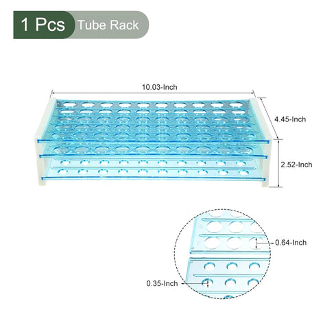 YOKIVE Tube Rack, Polypropylene Test Tube Rack Holder | 16mm Hole Great for 0.5ml, 1.5ml, 1.8ml Lab Test Tube(Blue, 50-Sockets)