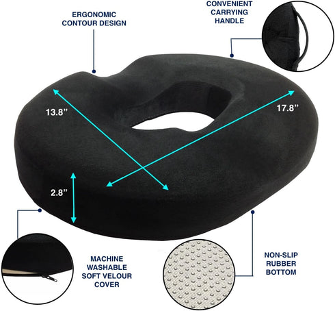 Kieba Tailbone 18 Inches. Hemorrhoid Treatment Donut Cushion, Prostate Pillow, Pregnancy, Post Natal, Bed Sores