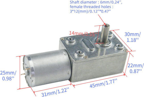 CHANCS 370WG 12V DC 18RPM Engine Mini Turbine Worm Reducer Electric Motor