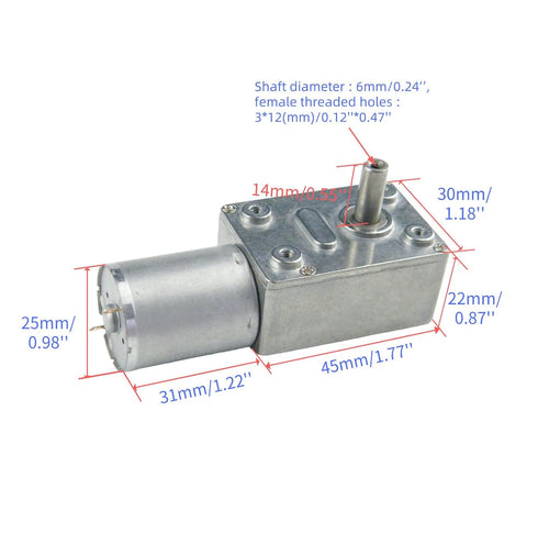 CHACNS 370WG 12V DC 10RPM Electric Motor Worm Geared Drive Motor with Screw for Fixed Motor Use
