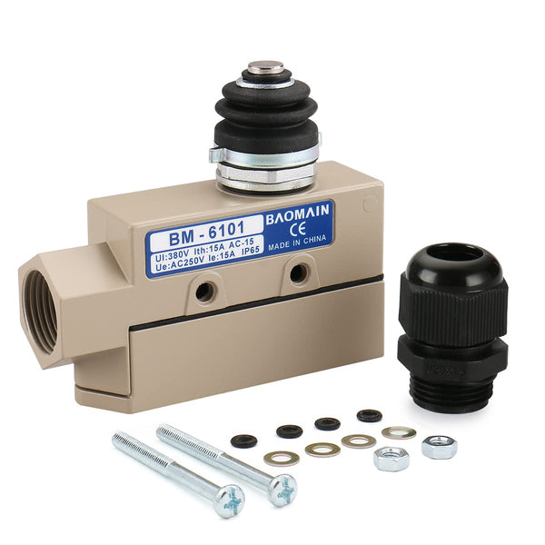 Baomain TZ-6101 Plunger Limit Switch (BM-6101) 15A/250VAC for Push & Pull/Roll-up Door