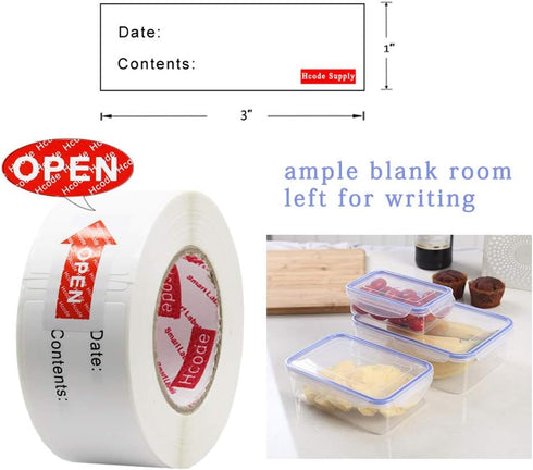 Hcode Self-Adhesive Removable Freezer Food Storage Labels, 300 Stickers, Easy Clean, 1x3 Fill in