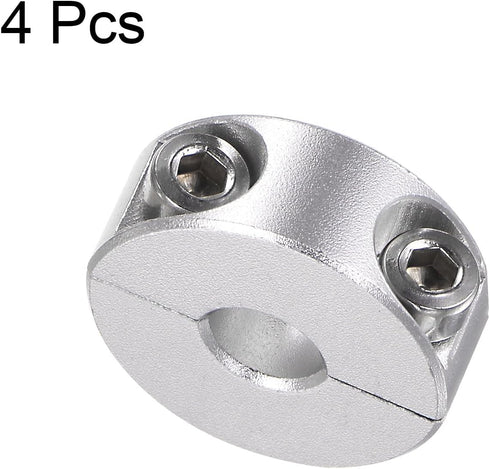 4pcs Double Split Shaft Collar Set for 8mm Shaft, 25mm OD, 10mm Width, Clamp-On Collars for Machine Tools