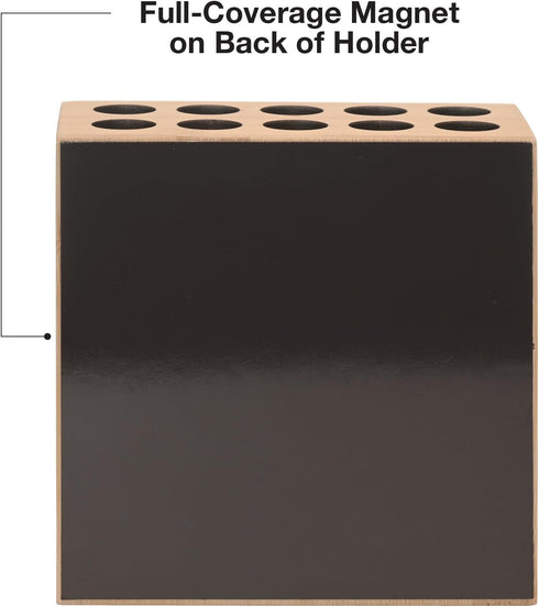 Excello Global Products Bamboo Dry Erase Marker Holder, Magnetic Mount, Holds 10 Markers and an Eraser
