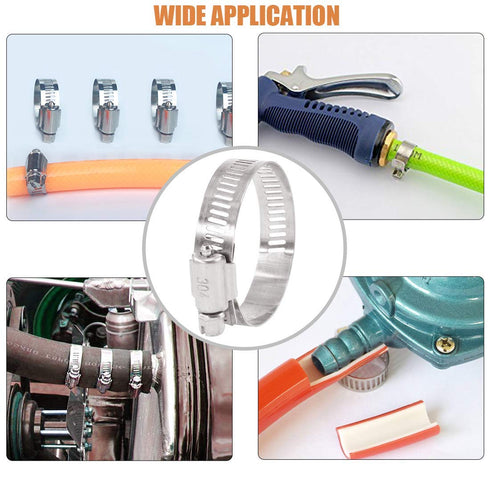 Hose Clamp, 10 Pieces Stainless Steel Adjustable, 6-12 mm Range Worm Gear, Fuel Line Clamp