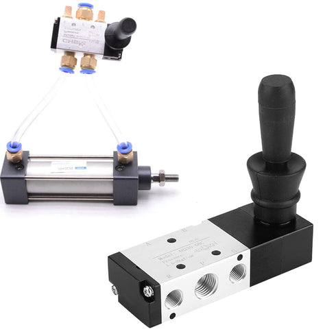 Pneumatic Manual Control Valve 5 Port 3 Position Hand Lever Valve, 0~0.8Mpa, Solenoid Valve (Inlet PT1/4, Exhaust G1/8)
