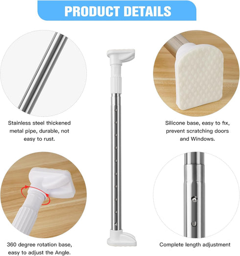 ROZEKEAN 17.5"-53 Sliding Door Security Bar(Stainless Steel ") Child Proof Sliding Door Lock Bar with Anti Lift Lock