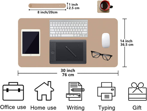 ?Boutilon Leather Mouse Pad,Extended Desk Pad for Keyboard and Mouse Non-Slip Study Desk Writing Pad Desktop Protector for Home Office Accessories,30"x 14"(M-Beige) by Boutilon
